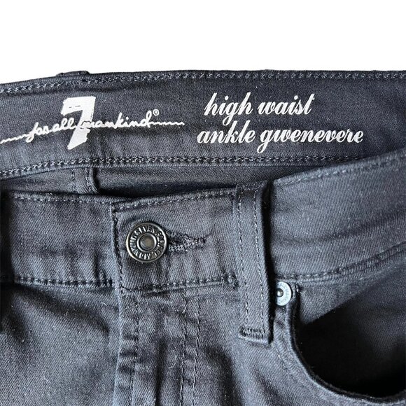 7 For All Mankind High waist ankle Gwenevere Skinny Raw Hem Black Jeans. Size 27 - Picture 3 of 10